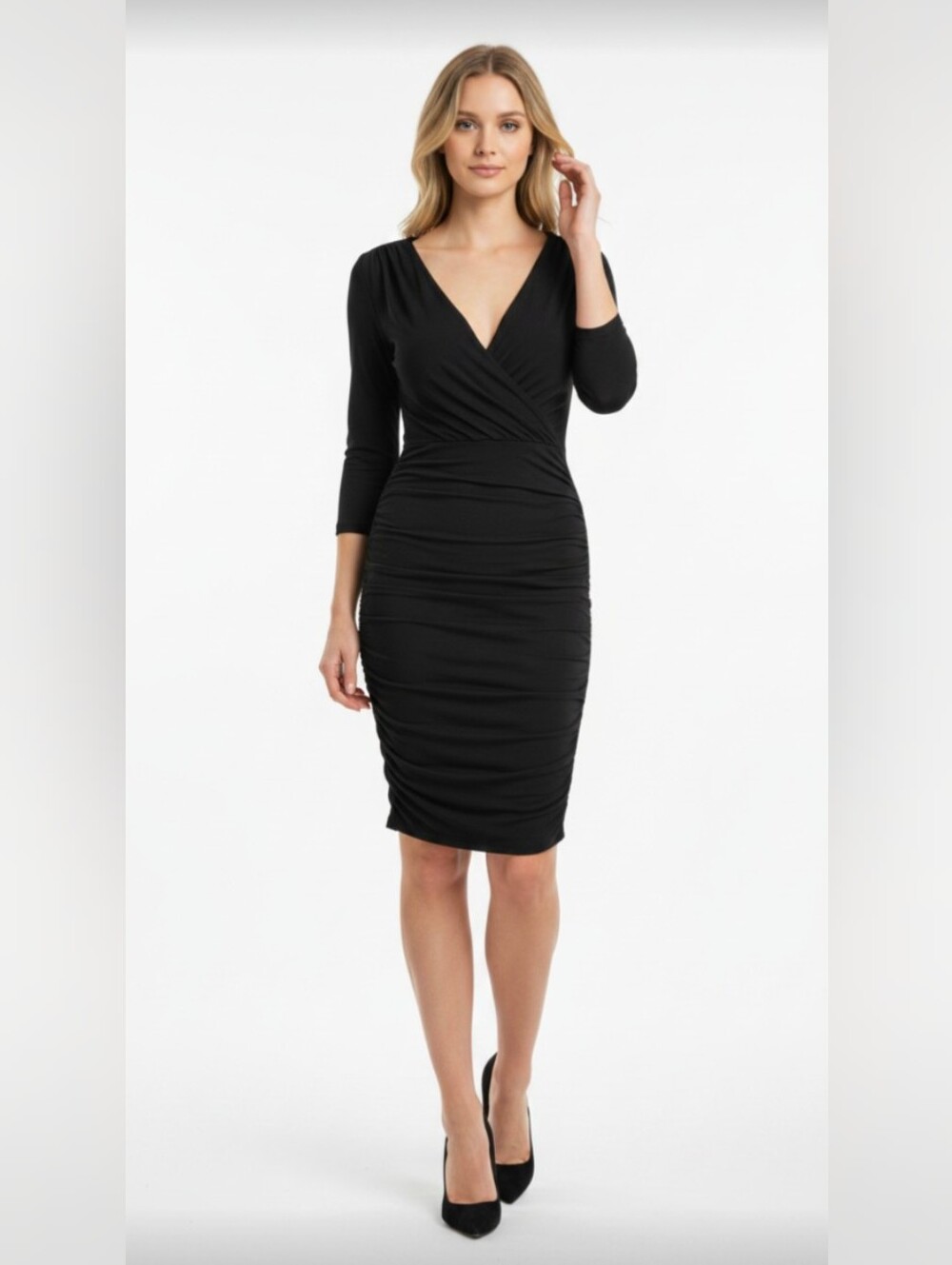 BISOU BISOU! RAVISHING TIERED SKIRT, CRISS,-CROSS TOP STRETCH BLACK DRESS! SZ 8